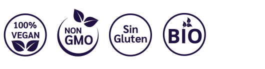 sin gluten, 100% vegan, 100% vegano, sin gmo, bio